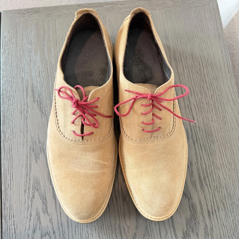 Cole Haan Air Giraldo Tan Suede Oxford Dress Shoes Mens 11.5 M C10313‎